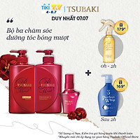Bộ ba Tsubaki Premium Dưỡng Tóc Bóng Mượt & Bảo Vệ Tóc Trước Tác Hại Của Tia UV (Gội Xả 490ml/chai + Dầu dưỡng tóc 50ml)
