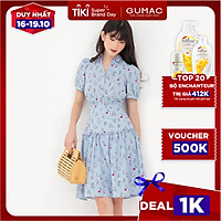 Đầm dáng xòe GUMAC DB741 sơ mi nhún eo