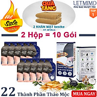 Thuốc Nhuộm Tóc LETMIMO 22 thành phần thảo mộc Nâu Đen_2N, Combo 2 Hộp = 10 gói + QUÀ TẶNG 2 khăn mặt cotton bestke