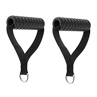 2pcs Triceps Handle Body Building Cable Machine LAT Attachment Black