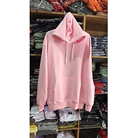 Áo hoodie nam trơn màu hồng phấn