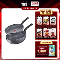 Combo Chảo chiên Tefal Natura B2260295 20cm & Chảo chiên sâu lòng Tefal Natura B2266495 24cm - Dùng được trên bếp gas/ bếp hồng ngoại - Công nghệ báo nhiệt thông minh - Hàng chính hãng