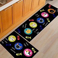 2Pcs/Set Washable Rectangle Printing Non Slip Mat for Kitchen Bathroom Bedside