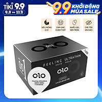 Bao cao su siêu mỏng OLO Manly đen, nhiều gel bôi trơn, hương thơm nhẹ - Hộp 10 bcs