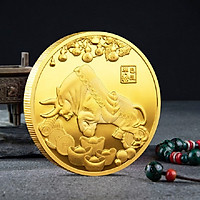 Xu lưu niệm in hình Con Trâu màu Vàng, dùng để lưu niệm, sưu tầm, quà mừng Tết, trưng bày bàn sách, bàn làm việc, bỏ túi mang theo - SP002457