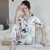 Pijama- Bộ Ngủ lụa áo cộc quần dài nhiều màu vải đẹp sang trọng LCD01