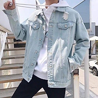 Áo khoác nam rách chữ lưng in