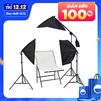 Bộ đèn studio chụp ảnh sản phẩm, quay phim, livestream chuyên nghiệp, bộ gồm chân đèn 2m kèm softbox 50x70cm, tay treo 138 cm.
