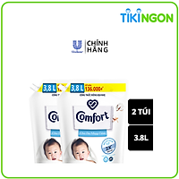 Combo 2 túi nước xả vải em bé Comfort cho da nhạy cảm với công thức riêng dịu nhẹ 100% nguồn gốc thực vật, Túi 3.8L