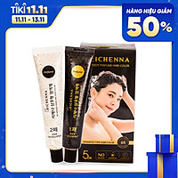 Gội nhuộm phủ bạc thảo dược Richenna EZ Speedy Perfume Hair Color hương nước hoa màu nâu đen 60G