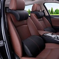 Bộ Gối Tựa Đầu Tựa Lưng Cao Su Non Bọc Da Cao Cấp Trên Ô Tô
