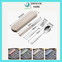 Bộ dụng cụ muỗng đũa nĩa ăn cơm kèm hộp đựng, chất liệu nhựa lúa mạch an toàn cho sức khỏe ,thích hợp văn phòng, học sinh, sinh viên hay khi đi du lịch, picnic..., giao màu ngẫu nhiên+ Tặng kèm hình dán ngộ nghĩnh