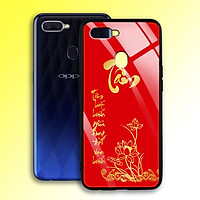 Ốp Lưng Mạ Màu Vàng Ánh Kim cho điện thoại Oppo F9 - 03027 7998 TAM04 - Tâm thư pháp - Hàng Chính Hãng
