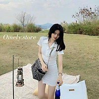 Đầm Polo Cổ Bè Suông Chân Váy Xẻ Đùi Siêu Xinh Cho Nữ