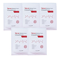 Combo 5 Mặt Nạ Dưỡng Trắng Sáng Da Angel’s Liquid Tone Up Whitening Program Glutathione V-Ampoule Mask 25g x5