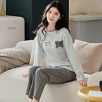 Đồ mặc nhà nữ thu đông cotton mịn đẹp 5150