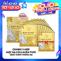 Combo 9 Túi Mặt Nạ Collagen Tươi dưỡng da Nhật Bản chống lão hóa, trắng sáng da và giúp da mềm mịn săn chắc - Tặng 1 Túi Mặt Nạ Collagen