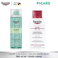 Combo Nước Hoa Hồng Eucerin Dành Cho Da Nhờn Mụn Pro Acne Toner 200mL & Sữa Tắm Eucerin Washlotion pH5 200ml