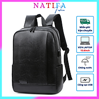 Balo Da đựng Laptop 15.6 inch cao cấp cổng sạc USB chống nước chống xước Natipha BL7729