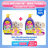Sữa Tắm Gội cho bé Carrie Junior hương Cherry 700g + Túi Đeo Voi bông (màu ngẫu nhiên)