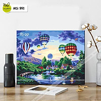 Tranh tô màu 40x50cm có khung trên vùng đất yên bình T991