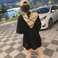 Áo Phông Form Rộng Oversize Chất Cotton Đẹp Cutout Hở Lưng - Hàng cao cấp kèm ảnh chụp thật.