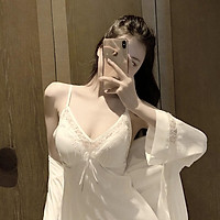 Đồ Ngủ Sexy️Set áo choàng và váy ngủ có mút ngực cao cấp ️ Đầm mặc nhà gợi cảm quyến rũ(M1)