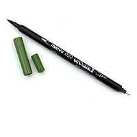 Bút lông hai đầu màu nước Marvy LePlume II 1122 - Brush/ Extra fine tip - Olive Green (15)