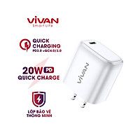 Cốc Sạc Nhanh VIVAN POWER 20U Công Suất 20w Sử Dụng Quốc Tế - Hàng Chính Hãng