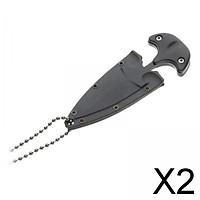 2xMini Portable Durable Camping Knife Tea Knives with Chain for Outdoor Camp Black
