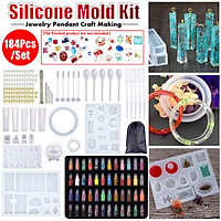 184Pcs DIY Epoxy Resin Casting Mold Kit Silicone Mould Jewelry Pendant Craft Making