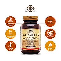 NHẬP KHẨU USA CHÍNH HÃNG - Viên uống tăng cường sức khỏe, giảm căng thẳng Solgar® B-Complex và Vitamin C Stress Formula