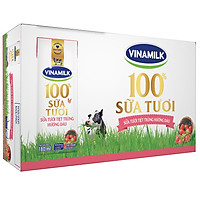 Thùng 48 Hộp Sữa Tươi Tiệt Trùng Vinamilk 100% Hương Dâu (180ml)