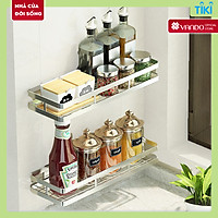 Kệ gia vị treo tường Inox cao cấp chống gỉ Vando, Kệ góc dán tường để đồ nhà bếp, nhà tắm đa năng siêu chịu lực