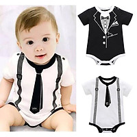 Infant Baby Boys Summer Casual Gentleman Style Short Sleeve Romper