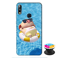 Ốp lưng điện thoại Asus Zenfone Max Pro M2 hình Heo Con Tắm Biển tặng kèm giá đỡ điện thoại iCase xinh xắn - Hàng chính hãng