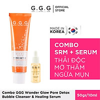 Combo Sữa Rửa Mặt Thải Độc, Mờ Thâm, Ngừa Mụn GGG Wonder Glow Pore Detox Bubble Cleanser & Healing 50gr & 10ml