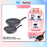 Bộ chảo Tefal G134S295 Cook Healthy Chảo 24cm và Chảo xào 28cm - hàng chính hãng