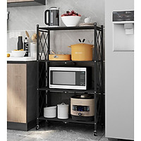 Kệ để đồ đa năng 3 tầng- Giá để đồ nhà bếp 4 tầng có bánh xe, có thể gấp gọn inox sơn tĩnh điện DN07