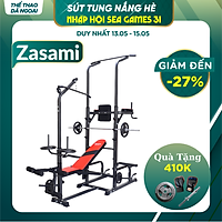Giàn tạ đa năng kết hợp xà đơn xà kép Zasami 8211 - Kèm 54kg tạ gang , đòn tạ 1m5, 1 găng tay tập tạ