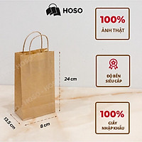 Túi giấy kraft Nhật trơn có quai đựng thực phẩm nhiều kích thước, túi giấy xi măng đựng quà