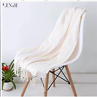 Khăn quàng cổ len Cashmere màu tây trơn dày mịn loại đẹp LinBi SP001 - Trắng kem
