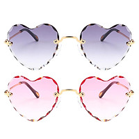 2 Pieces Heart Shaped Sunglasses Retro Party Tinted Lens Eyewear Anti-UV