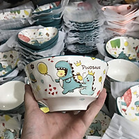 Set Bát Đĩa Khủng Long Xanh Bát Ăn Cơm, Ăn Mì Decor Dễ Thương