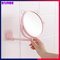 Gương Tai Mèo Gắn Tường Nhà Tắm Không Cần Khoan, Gương Trang Điểm KUNBE Xoay 360 Độ Tiện Dụng Mẫu Mới