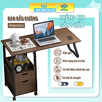 Bàn Ngồi Giường, Bàn Máy Tính Laptop Di Động, Bàn Làm Việc Có Bánh Xe, Điều Chỉnh Chiều Cao Tùy Ý, Bàn làm việc học tập đa năng hiện đại tiện ích - bàn có giá sách - thuận lợi di chuyển, chất liệu gỗ ép, khung sắt chắc chắn, có bánh xe di chuyển