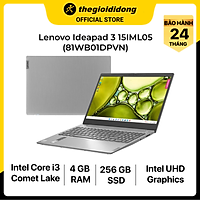 Laptop Lenovo Ideapad 3 15IML05 i3 10110U/4GB/256GB/15.6"/Win11/(81WB01DPVN)/Xám - Hàng chính hãng