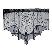 Halloween Elements Spooky Pattern Door Curtain Black Lace Family Halloween Party Scene Decoration
