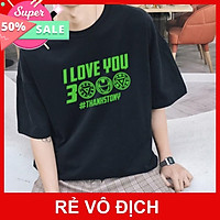 Áo Thun Tay Lỡ Unisex Đen Huyền Bí I Love You 3000 |Áo Chất