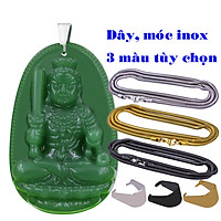 Vòng cổ mặt Phật tuổi Dậu - Dây inox rắn Bất động minh vương Thạch anh xanh DIRTRTAXLBT2 - Size phù hợp cho nam và nữ